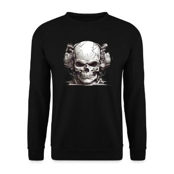 Crâne moderne avec casque en noir et blanc - Sweat-shirt Unisexe - noir - Devant - Alina (178cm) & Michal (187cm)