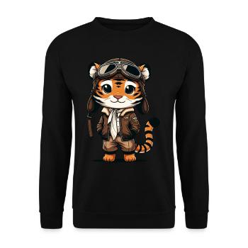 Cute Tiger Pilot - Unisex Sweatshirt - black - Front - Alina (178cm) & Michal (187cm)