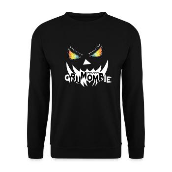 GRUMOMBIE Weiss - Grusel Monster Zombie - Unisex Pullover - Schwarz - Vorne - Alina (178cm) & Michal (187cm)
