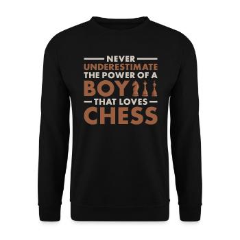 Chess Player Never Underestimate The Power Of Boy - Unisex Pullover - Schwarz - Vorne - Alina (178cm) & Michal (187cm)