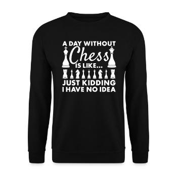 Joueur d’échecs Une journée sans échecs - Sweat-shirt Unisexe - noir - Devant - Alina (178cm) & Michal (187cm)