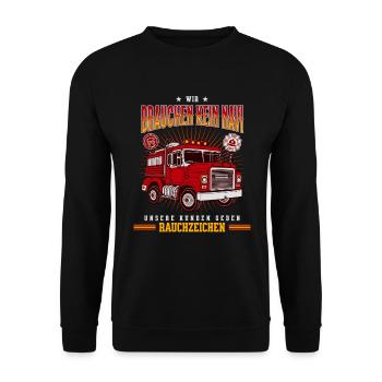 Fire Brigade | Fire | Fire Truck | Fireman - Unisex Sweatshirt - black - Front - Alina (178cm) & Michal (187cm)