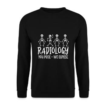 Radiology | Radiologie | Röntgentechnik - Unisex Pullover - Schwarz - Vorne - Alina (178cm) & Michal (187cm)