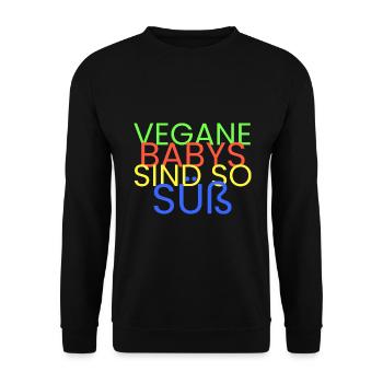 vegane Babys sind so süß - Unisex Pullover - Schwarz - Vorne - Alina (178cm) & Michal (187cm)