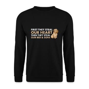 Ils volent notre cœur Shar Pei - Sweat-shirt Unisexe - noir - Devant - Alina (178cm) & Michal (187cm)