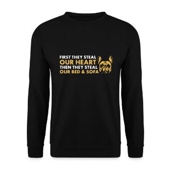 First They Steal Our Heart Bulldog - Unisex Sweatshirt - black - Front - Alina (178cm) & Michal (187cm)