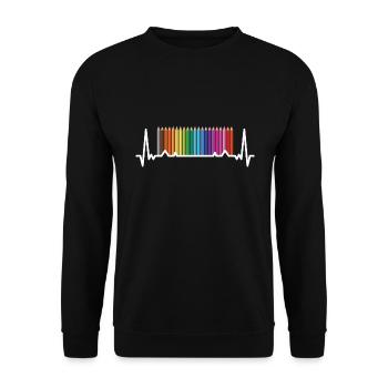 Drawer Heartbeat Drawing - Unisex Pullover - Schwarz - Vorne - Alina (178cm) & Michal (187cm)