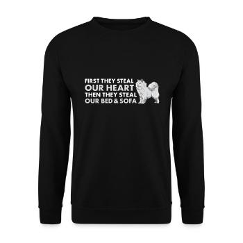 Ils volent notre cœur Samoyède - Sweat-shirt Unisexe - noir - Devant - Alina (178cm) & Michal (187cm)
