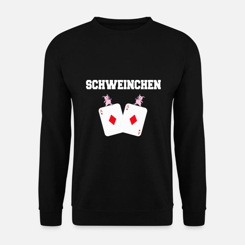 Doppelkopf Schafkopf Kartenspiel Schweinchen Ass - Unisex Pullover - Schwarz