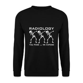 Dabbing Skulls | Tanzende Skelette | Radiologie - Unisex Pullover - Schwarz - Vorne - Alina (178cm) & Michal (187cm)