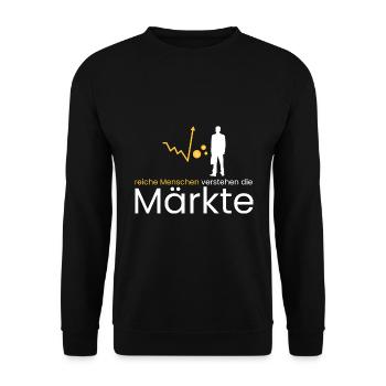 reiche Menschen ahnen Märkte - Unisex Pullover - Schwarz - Vorne - Alina (178cm) & Michal (187cm)
