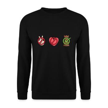 Chess Player Peace Love Chess - Unisex Pullover - Schwarz - Vorne - Alina (178cm) & Michal (187cm)