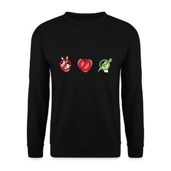 Comedian Peace Love Stand Up Comedy - Unisex Sweatshirt - black - Front - Alina (178cm) & Michal (187cm)