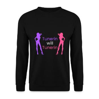 Tunerin will Tunerin - Unisex Pullover - Schwarz - Vorne - Alina (178cm) & Michal (187cm)