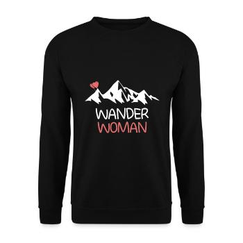 Wander Woman Berg Outdoor Hobby Geschenk - Unisex Pullover - Schwarz - Vorne - Alina (178cm) & Michal (187cm)