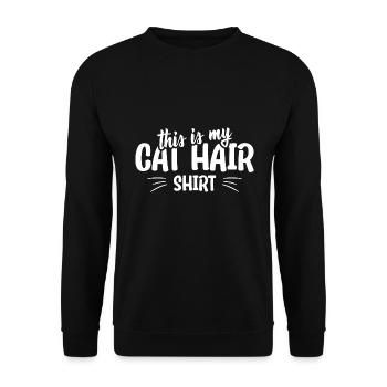 This is my cat hair shirt funny cat quote - Unisex Pullover - Schwarz - Vorne - Alina (178cm) & Michal (187cm)
