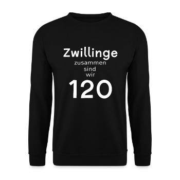 Geburtstag 60 Jahre Zwillinge Lustig Fun Geschenk - Unisex Pullover - Schwarz - Vorne - Alina (178cm) & Michal (187cm)