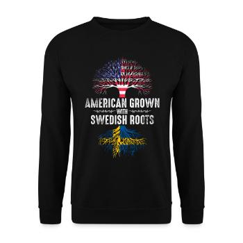 Amerikaner mit schwedischen Wurzeln - Unisex Pullover - Schwarz - Vorne - Alina (178cm) & Michal (187cm)