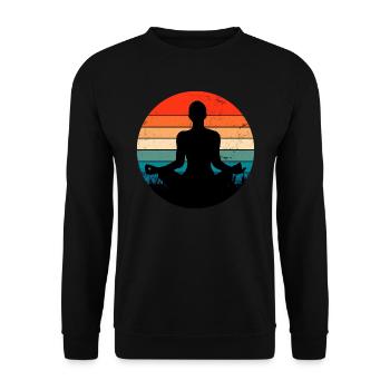 Yoga Retro Pose - Unisex Pullover - Schwarz - Vorne - Alina (178cm) & Michal (187cm)