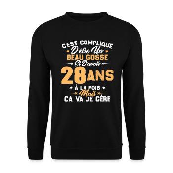 Cadeau d'anniversaire Beau gosse et d'avoir 28 ans - Sweat-shirt Unisexe - noir - Devant - Alina (178cm) & Michal (187cm)