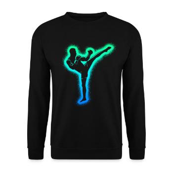 Muay Thai Kickboxer Arts Martiaux Enfants Kickboxing - Sweat-shirt Unisexe - noir - Devant - Alina (178cm) & Michal (187cm)