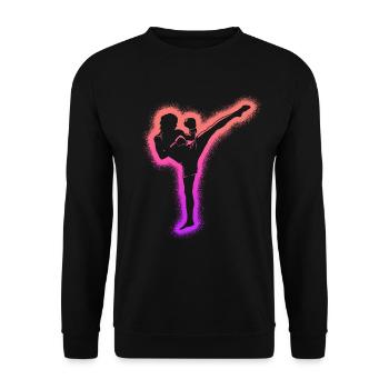 Muay Thai Kickboxer Arts Martiaux Filles Kickboxing - Sweat-shirt Unisexe - noir - Devant - Alina (178cm) & Michal (187cm)