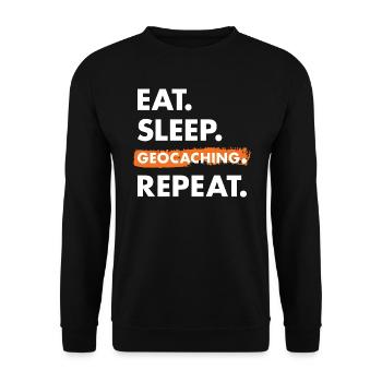 Geocacher Eat Sleep Geocaching - Unisex Sweatshirt - black - Front - Alina (178cm) & Michal (187cm)