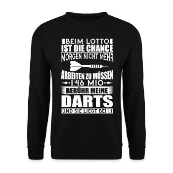 Darts Hobby Sport Dart Dartspieler Pfeil Geschenk - Unisex Pullover - Schwarz - Vorne - Alina (178cm) & Michal (187cm)