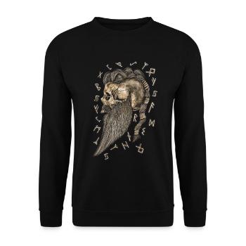 Crâne rond Viking avec barbe - Sweat-shirt Unisexe - noir - Devant - Alina (178cm) & Michal (187cm)