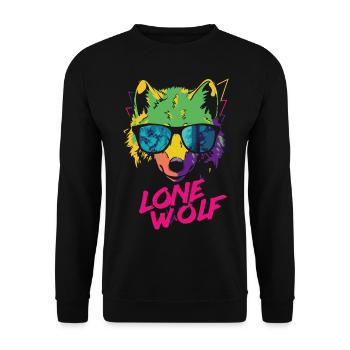 Lone Wolf - Einsamer Wolf - Unisex Sweatshirt - black - Front - Alina (178cm) & Michal (187cm)