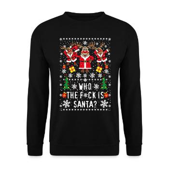 222 Cerf Rudolph Dabbing Who the Fuck is Santa - Sweat-shirt Unisexe - noir - Devant - Alina (178cm) & Michal (187cm)