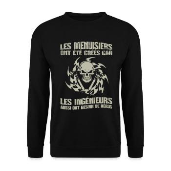 T Shirt Menuisiers - Tischler Hoodie Mug - Unisex Pullover - Schwarz - Vorne - Alina (178cm) & Michal (187cm)