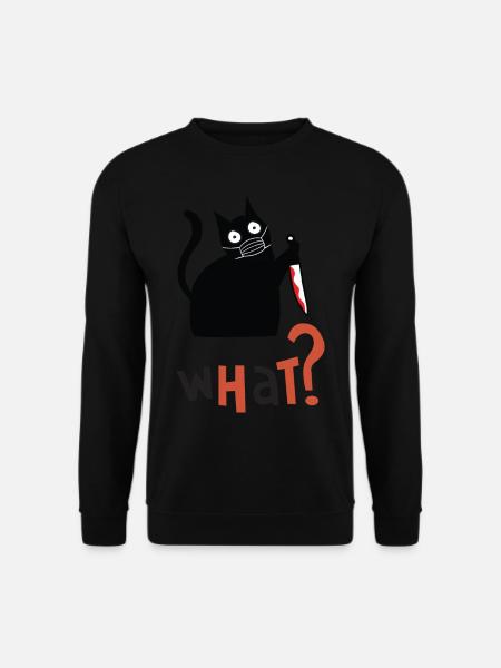 Cat What Black Cat Shirt Murderous Cat With Knife - Unisex Sweatshirt - black