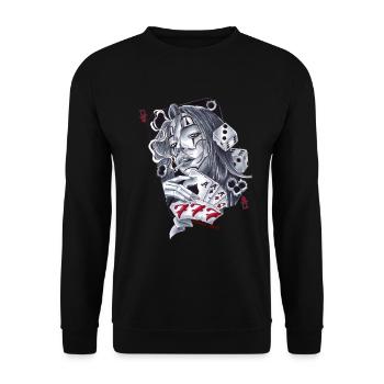 Lucky Seven7 Custom Tattoo Design Stavros_ink32 - Unisex Sweatshirt - black - Front - Alina (178cm) & Michal (187cm)