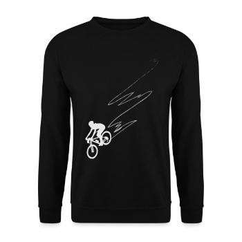 Race with bike on MTB Downhill Cycling Park - Unisex Sweatshirt - black - Front - Alina (178cm) & Michal (187cm)
