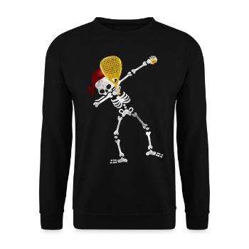 Padel Dabbing Skeleton - Lustiger Padelist Dab - Unisex Pullover - Schwarz - Vorne - Alina (178cm) & Michal (187cm)