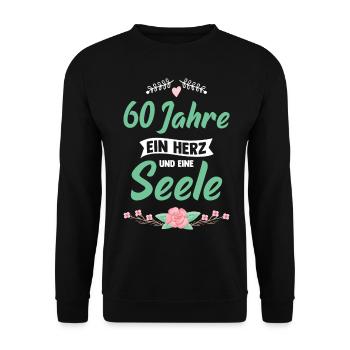 60 Jahre verheiratet Jahrestag sechzigster - Unisex Pullover - Schwarz - Vorne - Alina (178cm) & Michal (187cm)
