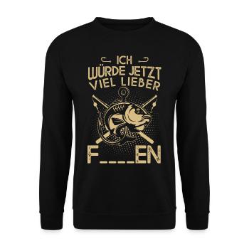 Ich würde jetzt viel lieber Fischen - Unisex Pullover - Schwarz - Vorne - Alina (178cm) & Michal (187cm)