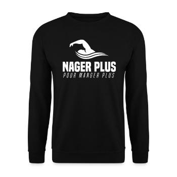 Nager plus pour manger plus natation humour - Sweat-shirt Unisexe - noir - Devant - Alina (178cm) & Michal (187cm)