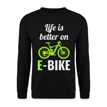 E-Bike Elektro-Fahrrad E-Radfahrer Fahrradfahrer - Unisex Pullover - Schwarz - Vorne - Alina (178cm) & Michal (187cm)