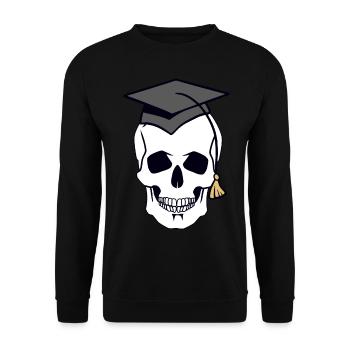 Totenkopf Schädel Gruselig Student Uni Halloween - Unisex Pullover - Schwarz - Vorne - Alina (178cm) & Michal (187cm)
