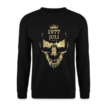 Juli 1977 Totenkopf Gold - Unisex Pullover - Schwarz - Vorne - Alina (178cm) & Michal (187cm)