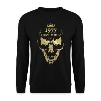 Dezember 1977 Totenkopf Gold - Unisex Pullover - Schwarz - Vorne - Alina (178cm) & Michal (187cm)
