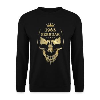 Februar 1962 Totenkopf Gold - Unisex Pullover - Schwarz - Vorne - Alina (178cm) & Michal (187cm)