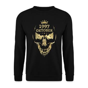 Oktober 1997 Totenkopf Gold - Unisex Pullover - Schwarz - Vorne - Alina (178cm) & Michal (187cm)