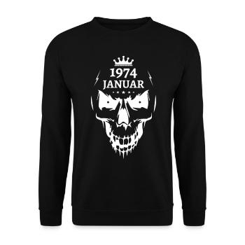 Januar 1974 Totenkopf - Unisex Pullover - Schwarz - Vorne - Alina (178cm) & Michal (187cm)