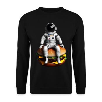 Space Astronaut Cheeseburger - Unisex Sweatshirt - black - Front - Alina (178cm) & Michal (187cm)