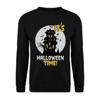 C’est l’heure d’Halloween: Maison hantée et château hanté - Sweat-shirt Unisexe - noir - Devant - Alina (178cm) & Michal (187cm)