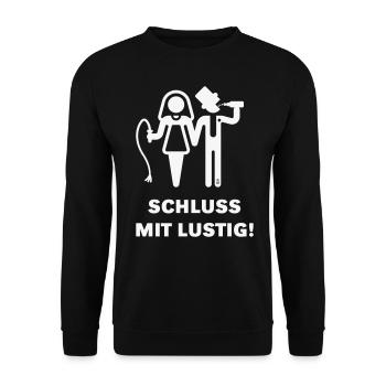 Schluss Mit Lustig! JGA Peitsche Bier Brautpaar W - Unisex Pullover - Schwarz - Vorne - Alina (178cm) & Michal (187cm)