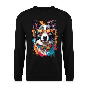 Cool and Cute: Border Collie Charm - Unisex Sweatshirt - black - Front - Alina (178cm) & Michal (187cm)